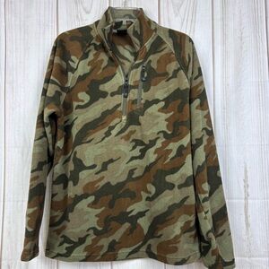 Vtg Starter Camo Fleece Quarter-Zip Pullover Outdoor Hiking Hunting Small 34-36